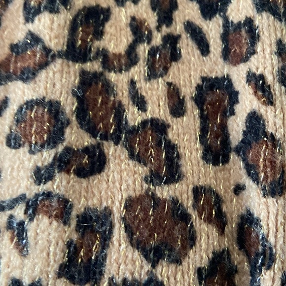 Cejon leopard print knit scarf glam sparkly gold brown resortwear quiet luxury - Picture 3 of 11